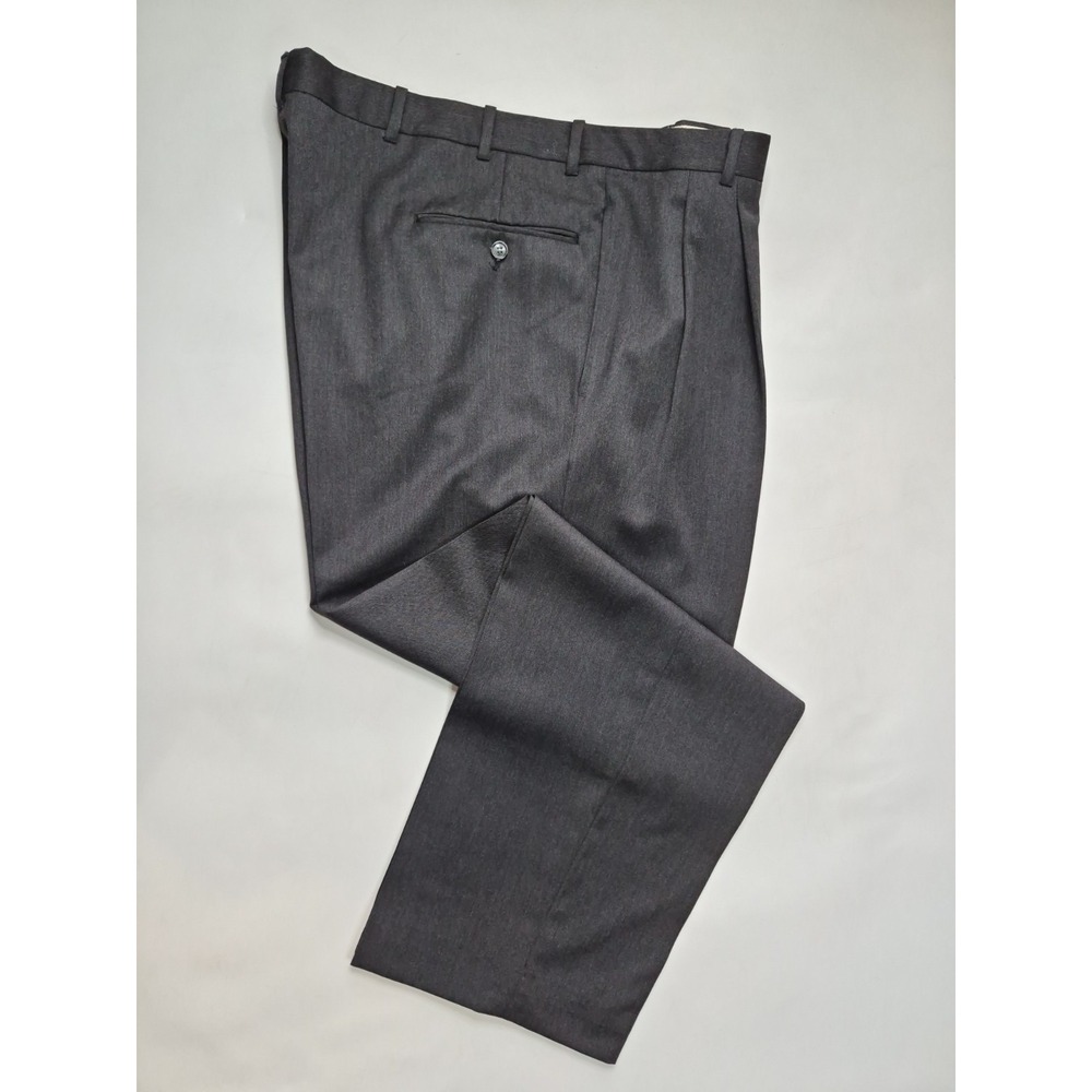 Mark Shale Mens 40x30 Pleated Wool Dress Pants Charcoal Gray Made in Canada